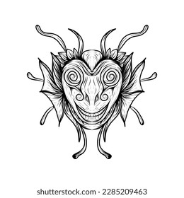 goldfish head abstract vector design black and white