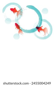 goldfish hot summer greeting watercolor background