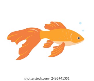 Icono de pez dorado. Pescado dorado animal acuático para el acuario casero. Ilustración vectorial sobre fondo blanco.