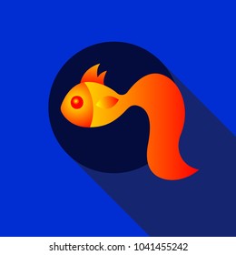 Goldfish. Icon golden fish, logo aquarium, pet shop Vector illustration