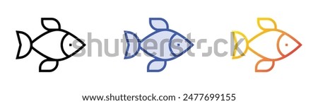 goldfish icon. Linear, Blue Fill and Gradient Style Design Isolated On White Background