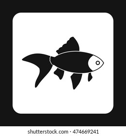 Goldfish icon in simple style isolated on white background. Inhabitants aquatic environment symbol
