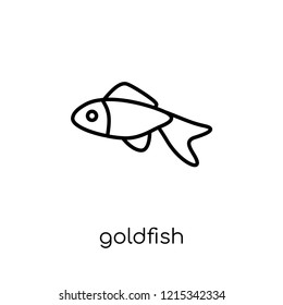 Goldfish icon. Trendy modern flat linear vector Goldfish icon on white background from thin line animals collection, editable outline stroke vector illustration