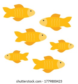 Goldfish icons. Gold fishes aquarium vector background