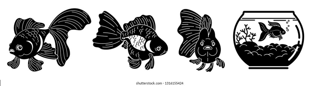 Goldfish icons set. Simple set of goldfish vector icons for web design on white background