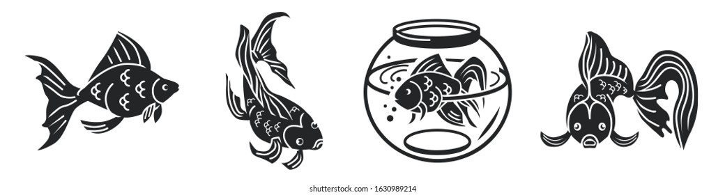 Goldfish icons set. Simple set of goldfish vector icons for web design on white background