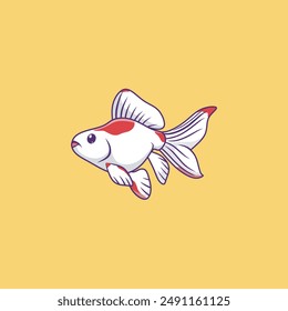 Goldfish illustration isolated on colorful background.