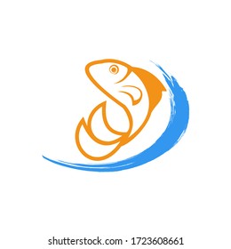 plantilla vectorial de logotipo de ilustración de peces dorados