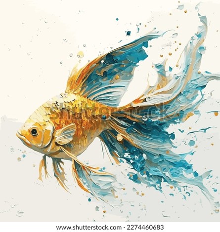 goldfish in impressionism painting style. vector illustration