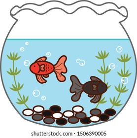 Goldfish jar of illust animal