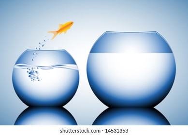 goldfish jumping out of the water vector illustration