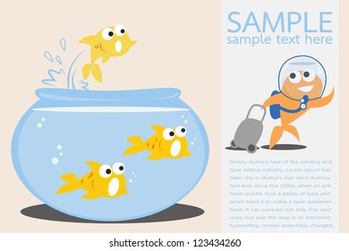 Goldfish leaving tank, eps10 vector