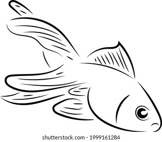 goldfish line art design - vector