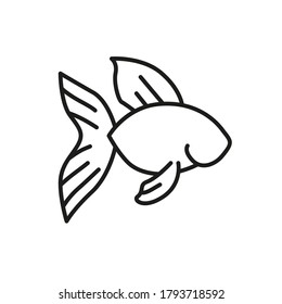 Diseño de iconos de la línea de peces de colores. Símbolo de esquema de carpa de pescado para la web. Signo de mascota de acuario aislado en fondo blanco