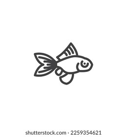 Goldfish line icon. linear style sign for mobile concept and web design. Pet fish outline vector icon. Symbol, logo illustration. Vector graphics