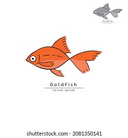 Diseño del logo de peces de colores aislados en fondo blanco.