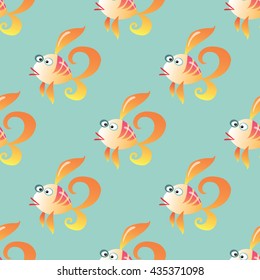 Goldfish marine seamless pattern background