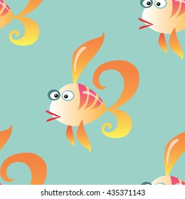 Goldfish marine seamless pattern background