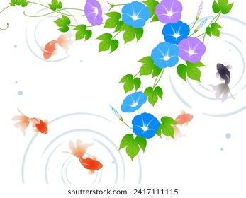 Goldfish and morning glory background frame
