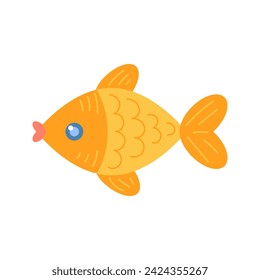 Goldfish ocean and sea animal. Underwater life. Children's illustration in cartoon style. Vector illustration  isolated on white background