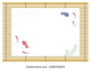 goldfish on bamboo frame. Vector illustration in flat style.
