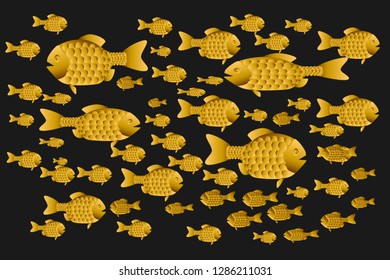 Goldfish on a black background.