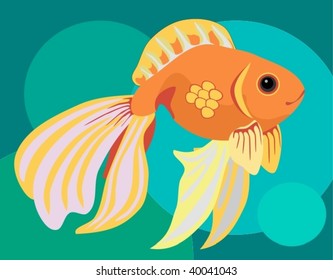 Goldfish on blue background vector.