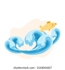 Goldfish on the sea waves