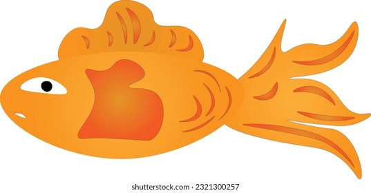 Goldfish on a white background, children's drawing.