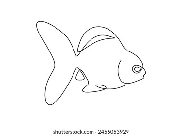 Goldfish in one continuous line drawing vector illustration 