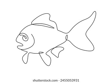 Pez dorado en una línea continua dibujando Ilustración vectorial 