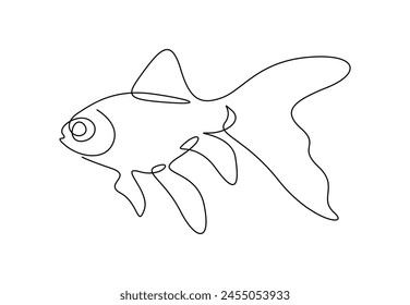 Goldfish in one continuous line drawing vector illustration 