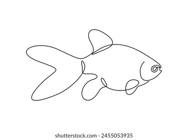 Goldfish in one continuous line drawing vector illustration 
