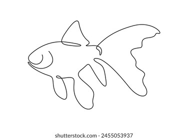 Goldfish in one continuous line drawing vector illustration 