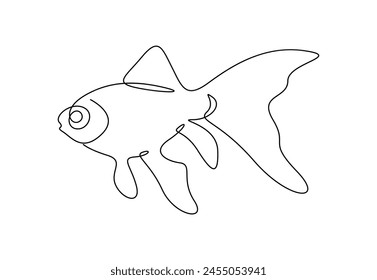 Goldfish in one continuous line drawing vector illustration 