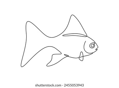 Goldfish in one continuous line drawing vector illustration 