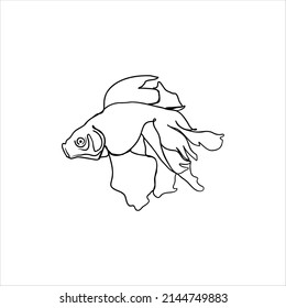 ilustración de un vector de línea de pez dorado aislado en fondo blanco.
