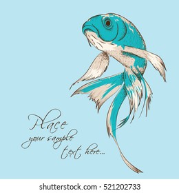 Goldfish painted in vintage style. Vector illustration
