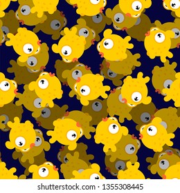Goldfish pattern seamless. Gold Fish Sea animal background. ocean character ornament