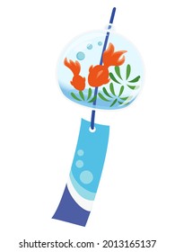 Goldfish pattern wind chimes, Japanese summer traditional icon illustration [vector image]