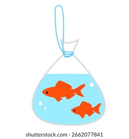 Peces de colores en una bolsa de plástico
