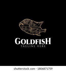 Inspiración en el diseño del logo del logo de la ilustración del vector del café y del restaurante Goldfish