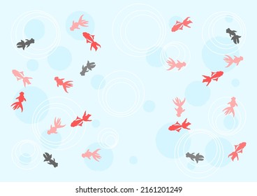 Goldfish and ripples. Vector illustration. Background design. 