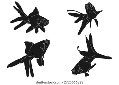 Conjunto de diseño de Vector de silueta de pez dorado