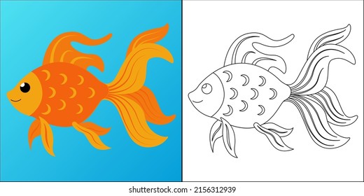 Goldfish suitable for children's coloring page vector illustration