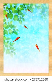  Goldfish summer greeting background