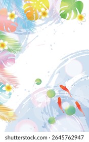 Fundo de padrão japonês de aquarela de verão Goldfish
