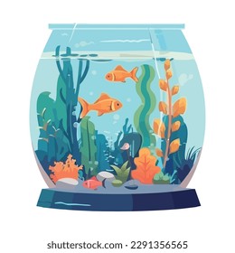 Goldfish swimming in an fishbowl icon isolated