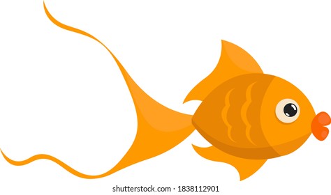Goldfish swimming, illustration, vector on white background
