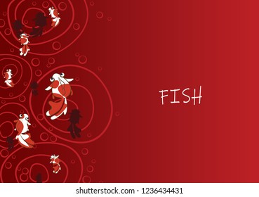 Goldfish swimming on red water background.